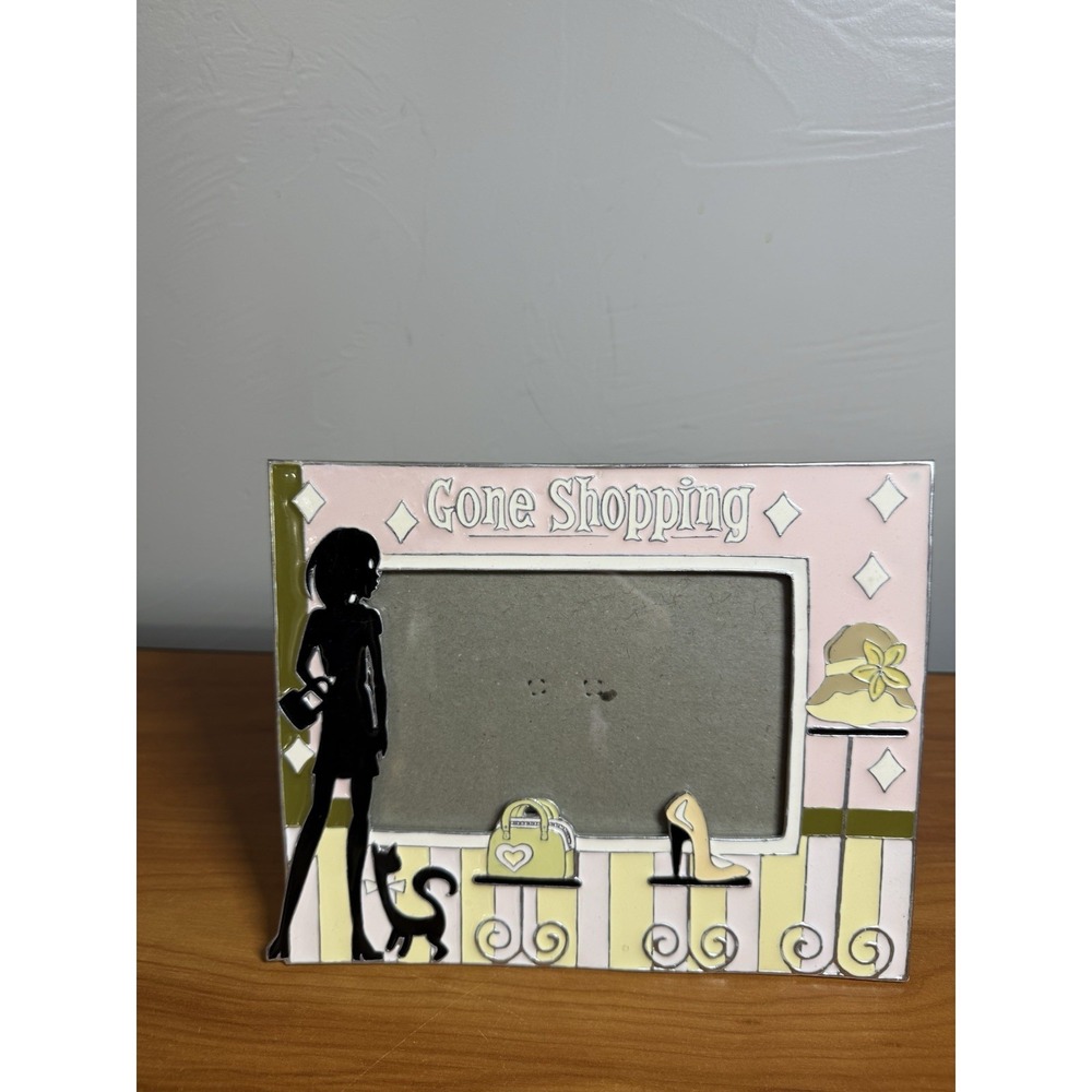SixTrees Gone Shopping Fashion Cosmopolitan Girl‎ Cat Shoes Purse Pink 4x6 Frame